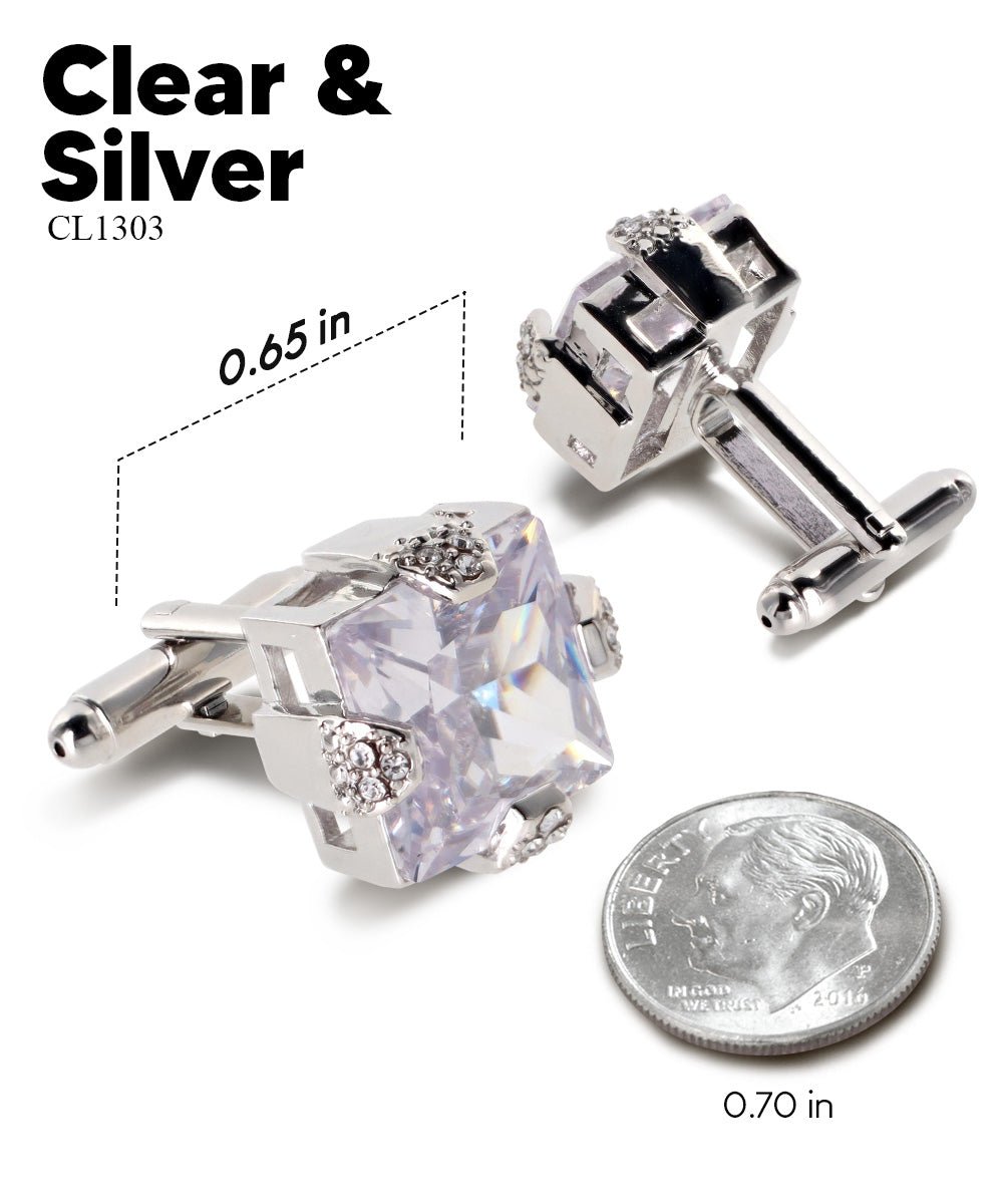Bling Colorstone Cufflinks with Square Setting in a Box by Vittorio Vico (CL13XX) (cl - 1303) for Independent Retail Stores by Dubal Brothers