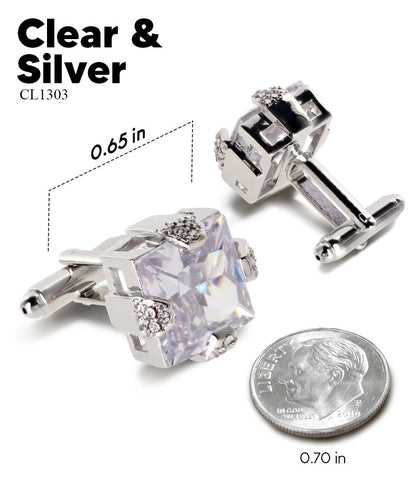 Bling Colorstone Cufflinks with Square Setting in a Box by Vittorio Vico (CL13XX) (cl - 1303) for Independent Retail Stores by Dubal Brothers