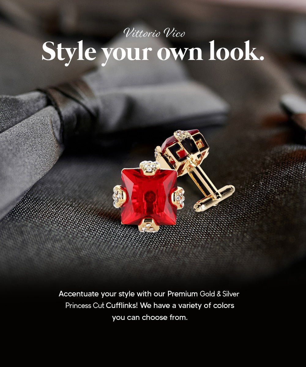 Bling Colorstone Cufflinks with Square Setting in a Box by Vittorio Vico (CL13XX) (cl - 1304) for Independent Retail Stores by Dubal Brothers