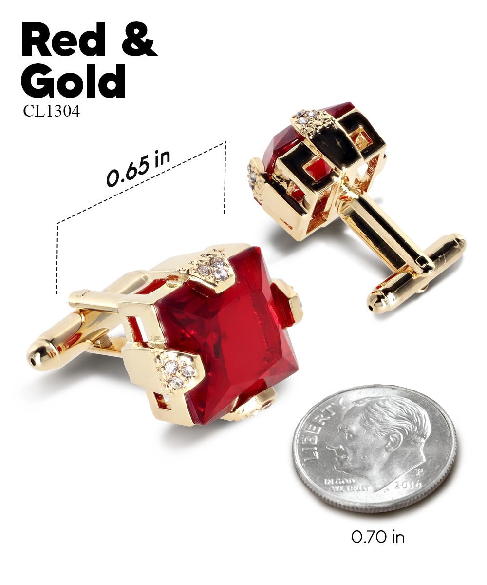 Bling Colorstone Cufflinks with Square Setting in a Box by Vittorio Vico (CL13XX) (cl - 1304) for Independent Retail Stores by Dubal Brothers