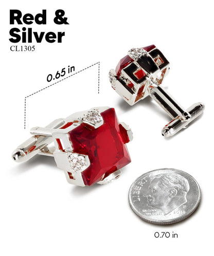Bling Colorstone Cufflinks with Square Setting in a Box by Vittorio Vico (CL13XX) (cl - 1305) for Independent Retail Stores by Dubal Brothers