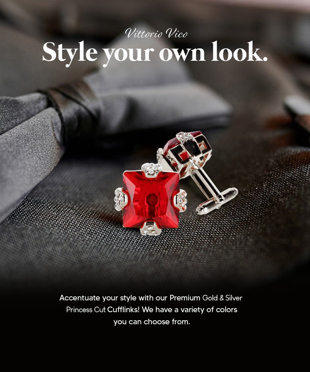 Bling Colorstone Cufflinks with Square Setting in a Box by Vittorio Vico (CL13XX) (cl - 1305) for Independent Retail Stores by Dubal Brothers