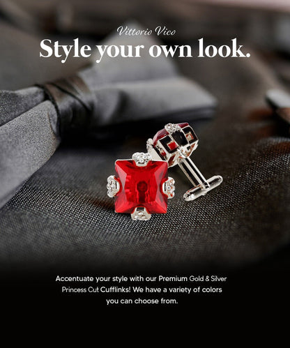 Bling Colorstone Cufflinks with Square Setting in a Box by Vittorio Vico (CL13XX) (cl - 1305) for Independent Retail Stores by Dubal Brothers