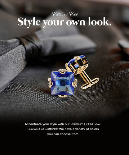 Bling Colorstone Cufflinks with Square Setting in a Box by Vittorio Vico (CL13XX) (cl - 1306) for Independent Retail Stores by Dubal Brothers