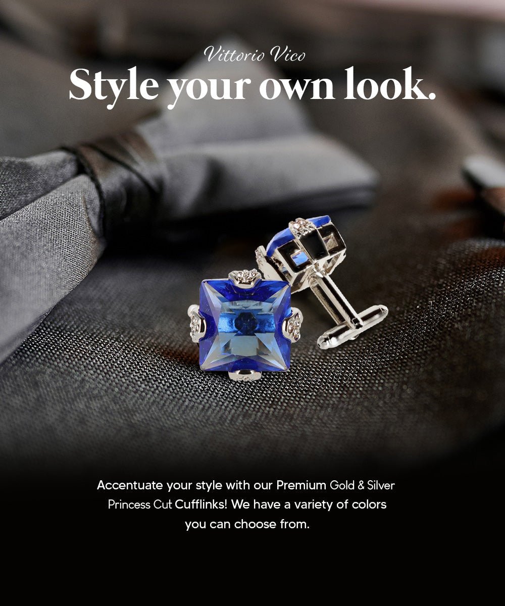 Bling Colorstone Cufflinks with Square Setting in a Box by Vittorio Vico (CL13XX) (cl - 1307) for Independent Retail Stores by Dubal Brothers