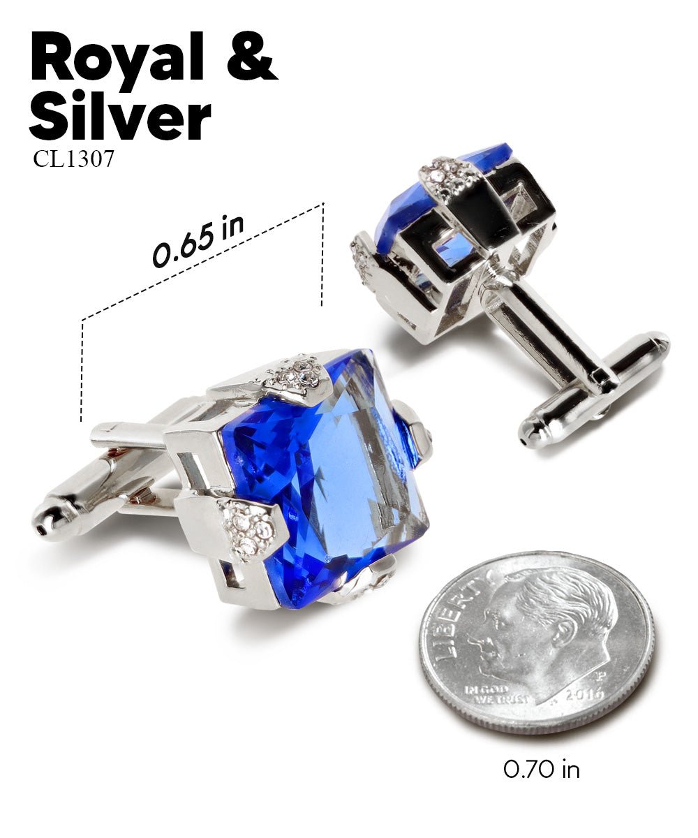 Bling Colorstone Cufflinks with Square Setting in a Box by Vittorio Vico (CL13XX) (cl - 1307) for Independent Retail Stores by Dubal Brothers