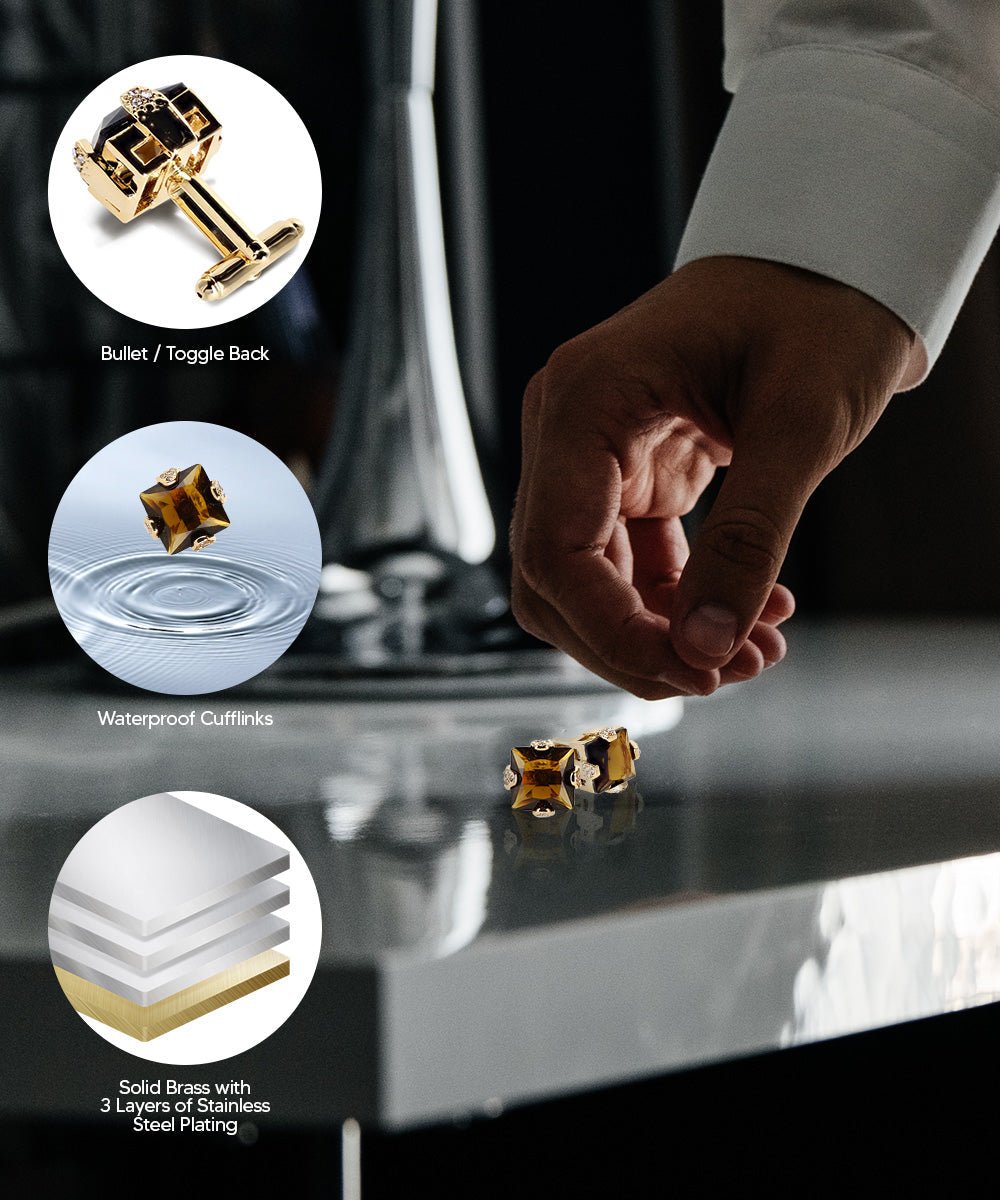 Bling Colorstone Cufflinks with Square Setting in a Box by Vittorio Vico (CL13XX) (cl - 1308) for Independent Retail Stores by Dubal Brothers
