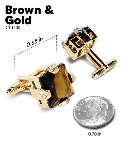 Bling Colorstone Cufflinks with Square Setting in a Box by Vittorio Vico (CL13XX) (cl - 1308) for Independent Retail Stores by Dubal Brothers