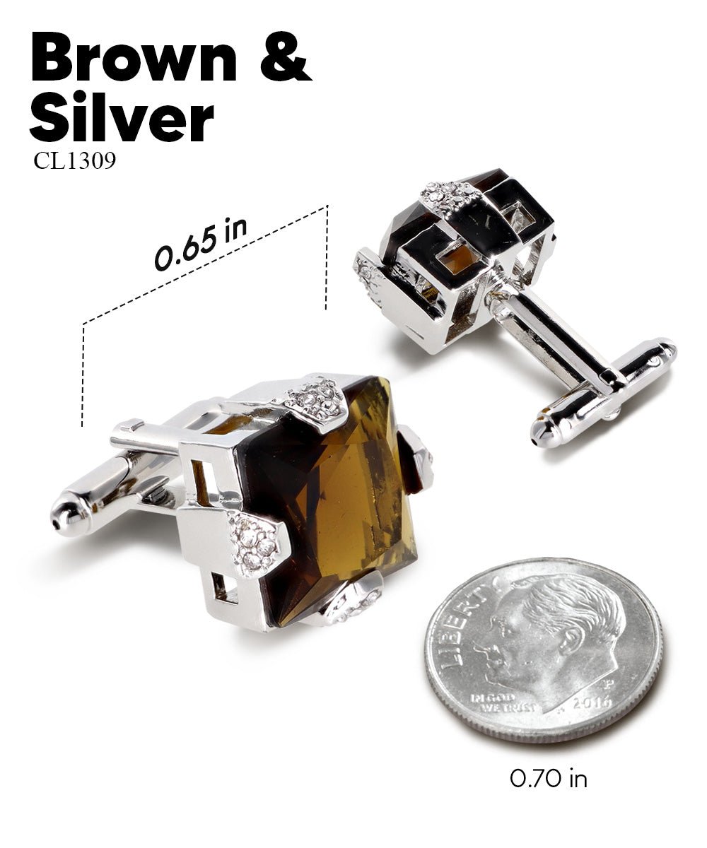 Bling Colorstone Cufflinks with Square Setting in a Box by Vittorio Vico (CL13XX) (cl - 1309) for Independent Retail Stores by Dubal Brothers