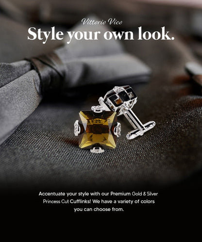 Bling Colorstone Cufflinks with Square Setting in a Box by Vittorio Vico (CL13XX) (cl - 1309) for Independent Retail Stores by Dubal Brothers