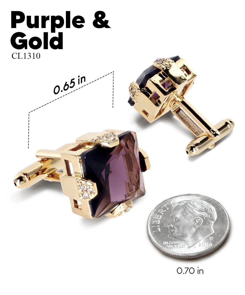 Bling Colorstone Cufflinks with Square Setting in a Box by Vittorio Vico (CL13XX) (cl - 1310) for Independent Retail Stores by Dubal Brothers