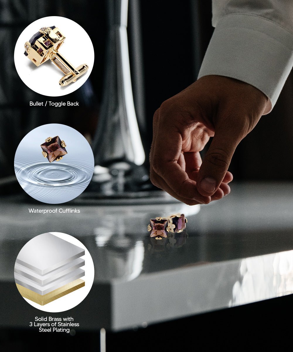 Bling Colorstone Cufflinks with Square Setting in a Box by Vittorio Vico (CL13XX) (cl - 1310) for Independent Retail Stores by Dubal Brothers