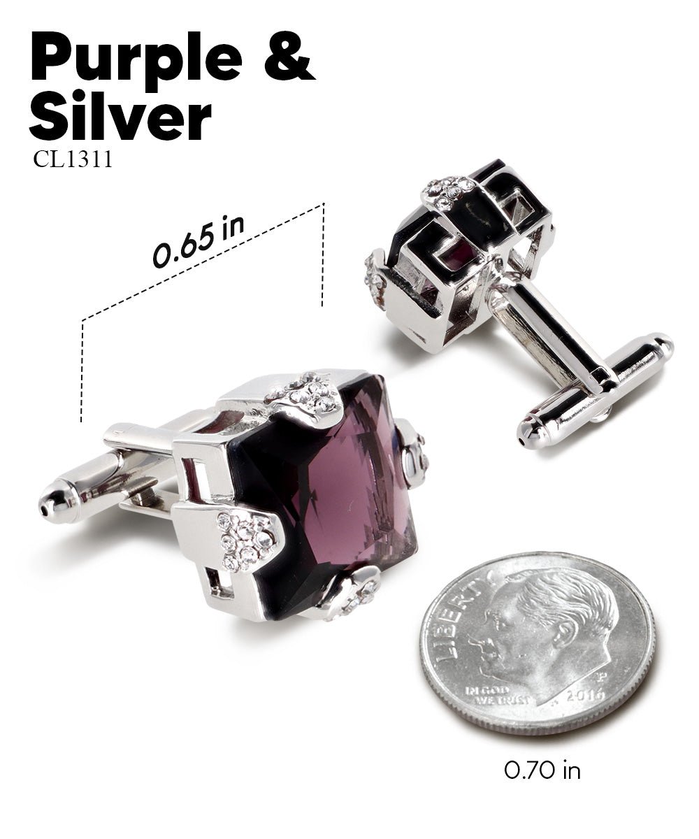 Bling Colorstone Cufflinks with Square Setting in a Box by Vittorio Vico (CL13XX) (cl - 1311) for Independent Retail Stores by Dubal Brothers