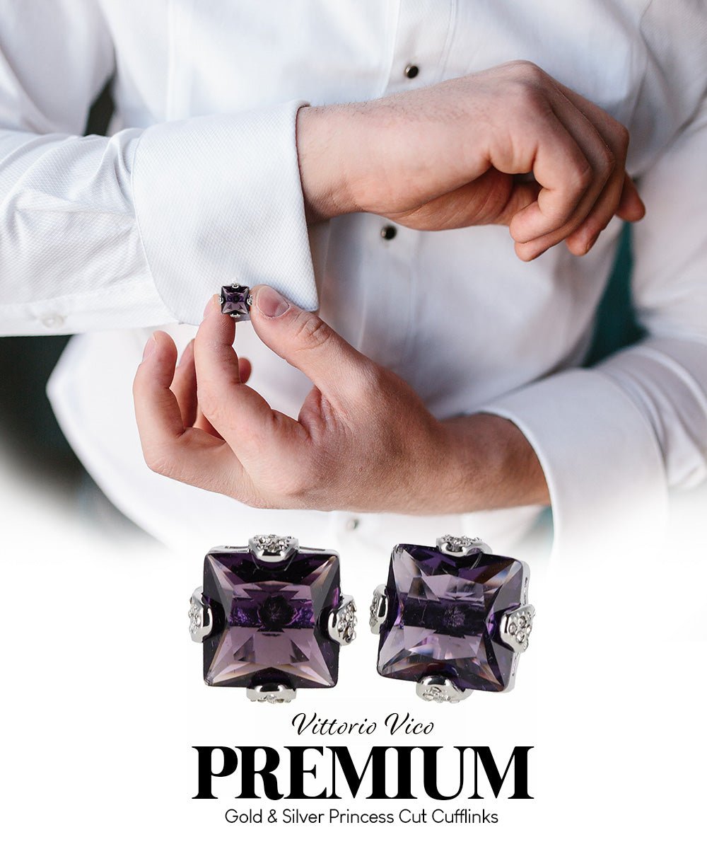 Bling Colorstone Cufflinks with Square Setting in a Box by Vittorio Vico (CL13XX) (cl - 1311) for Independent Retail Stores by Dubal Brothers
