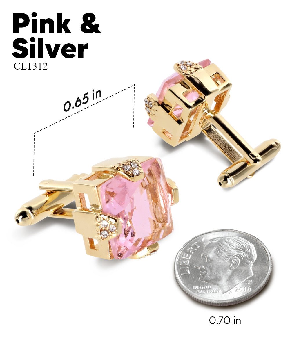 Bling Colorstone Cufflinks with Square Setting in a Box by Vittorio Vico (CL13XX) (cl - 1312) for Independent Retail Stores by Dubal Brothers