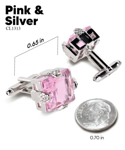 Bling Colorstone Cufflinks with Square Setting in a Box by Vittorio Vico (CL13XX) (cl - 1313) for Independent Retail Stores by Dubal Brothers