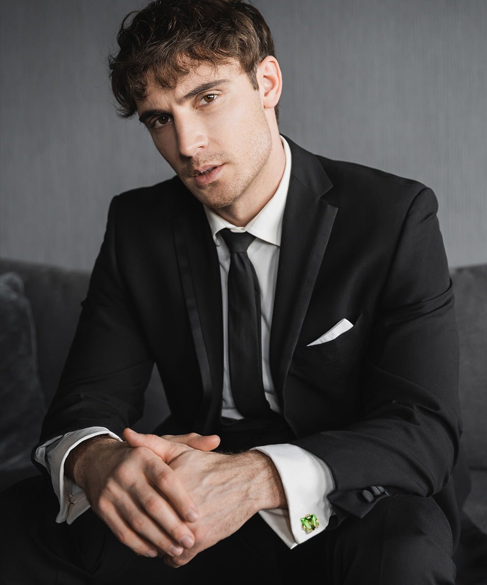 Bling Colorstone Cufflinks with Square Setting in a Box by Vittorio Vico (CL13XX) (cl - 1314) for Independent Retail Stores by Dubal Brothers