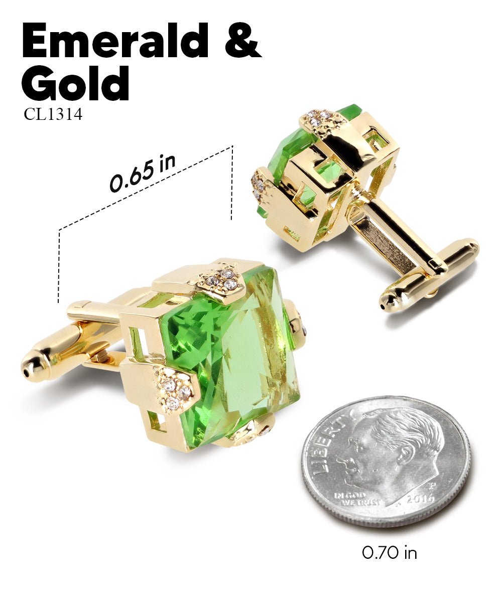 Bling Colorstone Cufflinks with Square Setting in a Box by Vittorio Vico (CL13XX) (cl - 1314) for Independent Retail Stores by Dubal Brothers