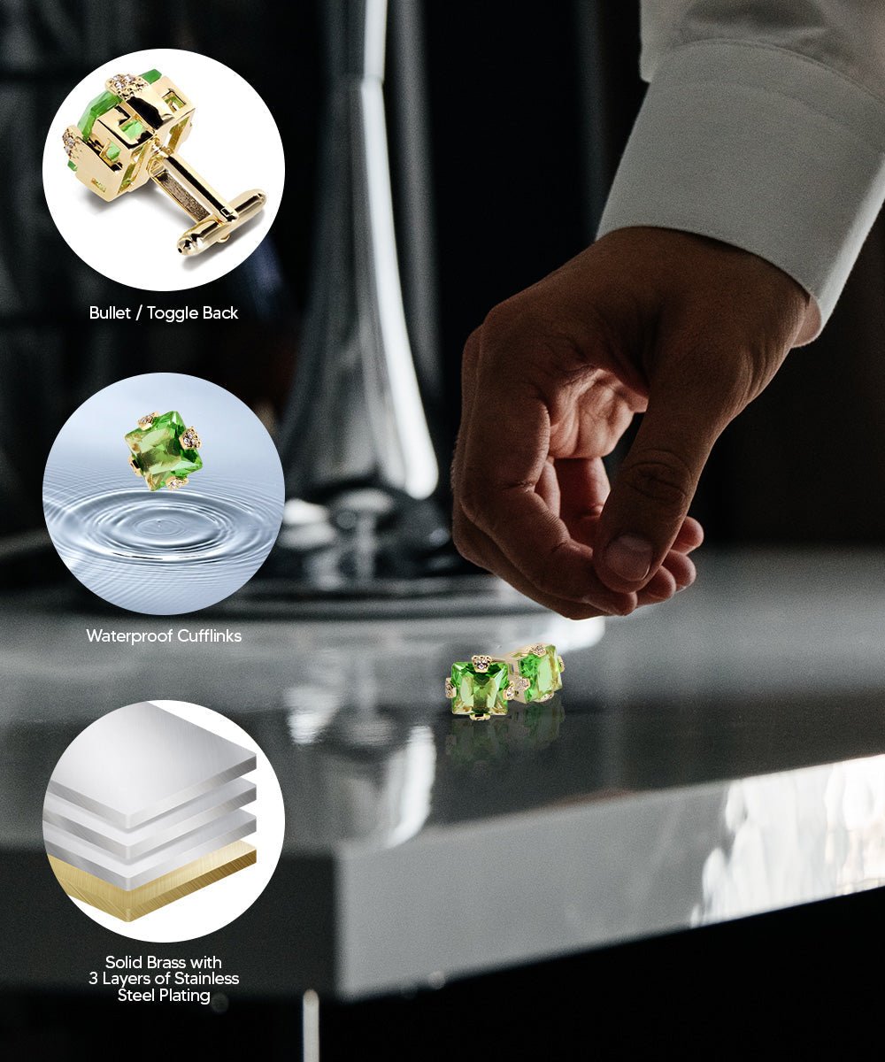 Bling Colorstone Cufflinks with Square Setting in a Box by Vittorio Vico (CL13XX) (cl - 1314) for Independent Retail Stores by Dubal Brothers