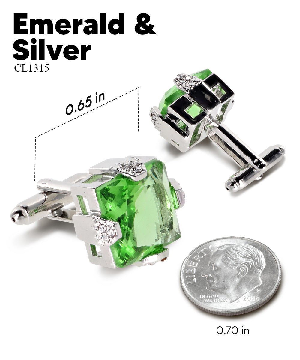 Bling Colorstone Cufflinks with Square Setting in a Box by Vittorio Vico (CL13XX) (cl - 1315) for Independent Retail Stores by Dubal Brothers