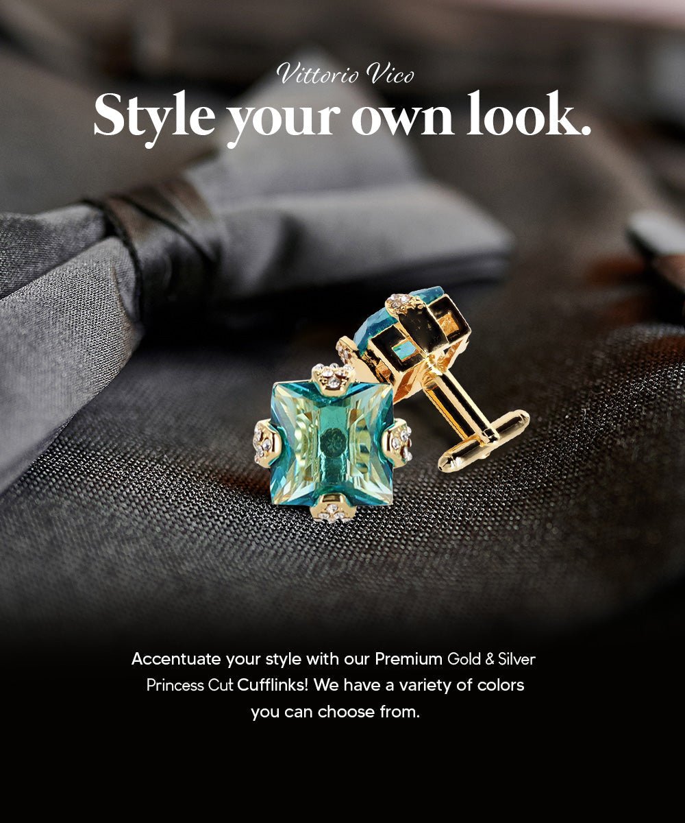 Bling Colorstone Cufflinks with Square Setting in a Box by Vittorio Vico (CL13XX) (cl - 1316) for Independent Retail Stores by Dubal Brothers