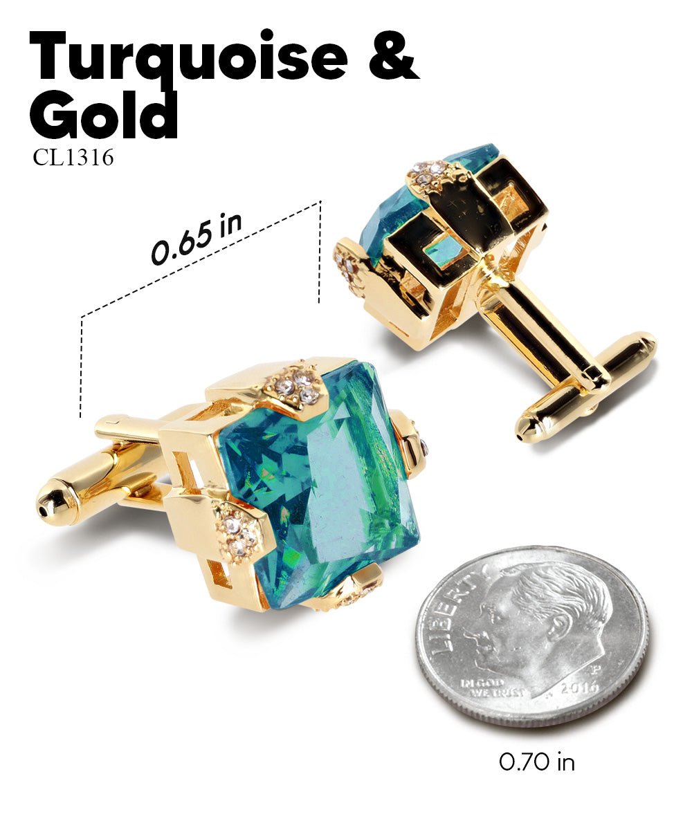 Bling Colorstone Cufflinks with Square Setting in a Box by Vittorio Vico (CL13XX) (cl - 1316) for Independent Retail Stores by Dubal Brothers