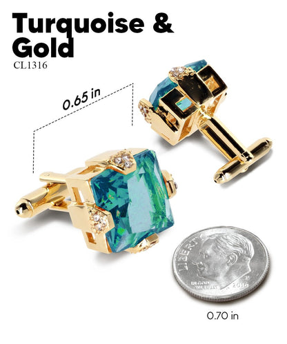 Bling Colorstone Cufflinks with Square Setting in a Box by Vittorio Vico (CL13XX) (cl - 1316) for Independent Retail Stores by Dubal Brothers