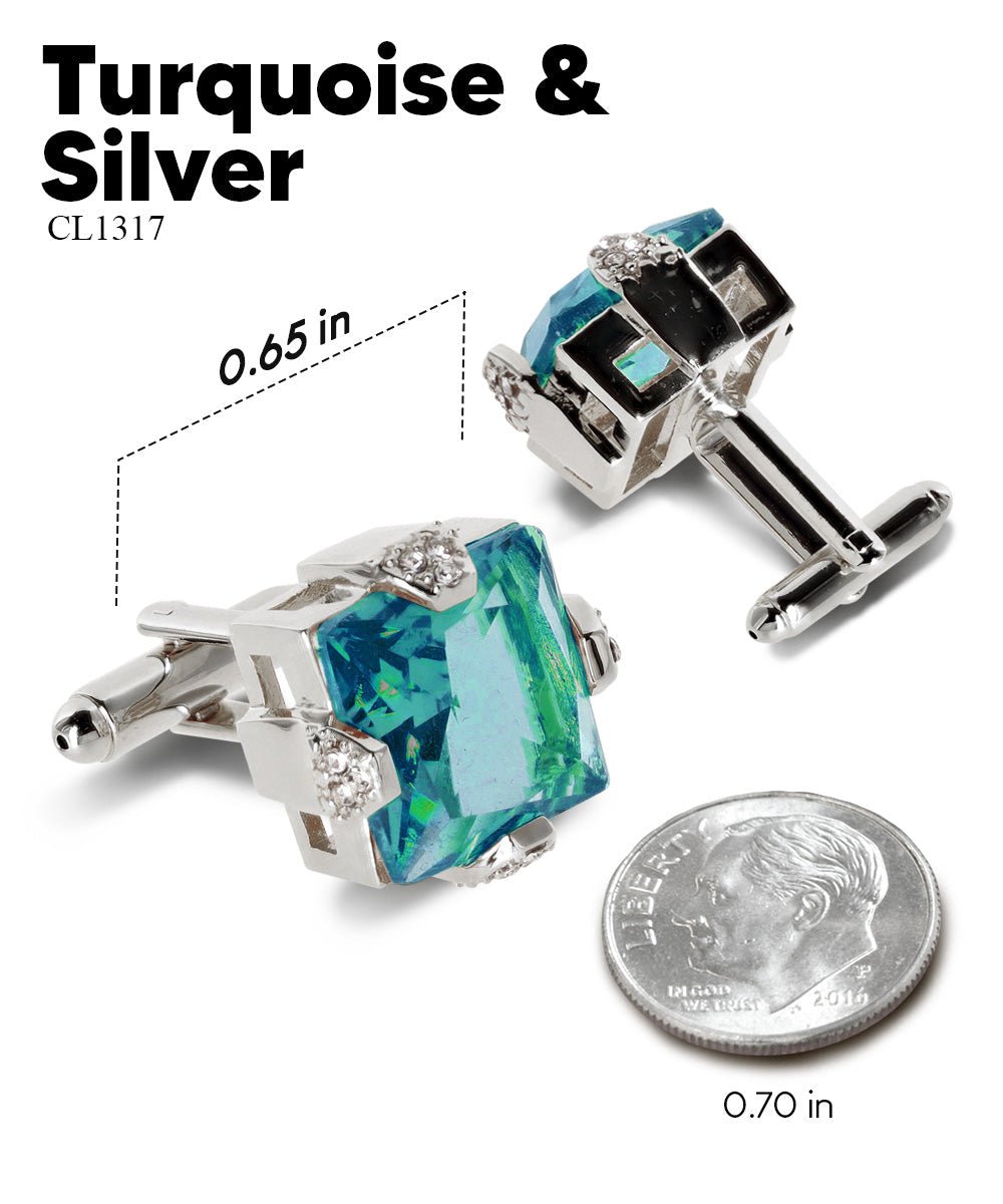 Bling Colorstone Cufflinks with Square Setting in a Box by Vittorio Vico (CL13XX) (cl - 1317) for Independent Retail Stores by Dubal Brothers
