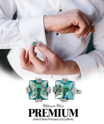 Bling Colorstone Cufflinks with Square Setting in a Box by Vittorio Vico (CL13XX) (cl - 1317) for Independent Retail Stores by Dubal Brothers