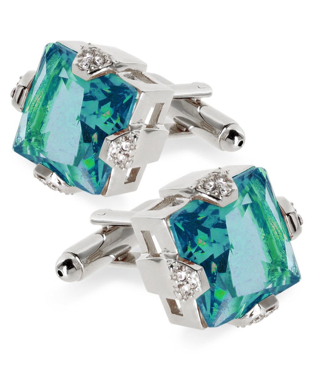 Bling Colorstone Cufflinks with Square Setting in a Box by Vittorio Vico (CL13XX) (cl - 1317) for Independent Retail Stores by Dubal Brothers