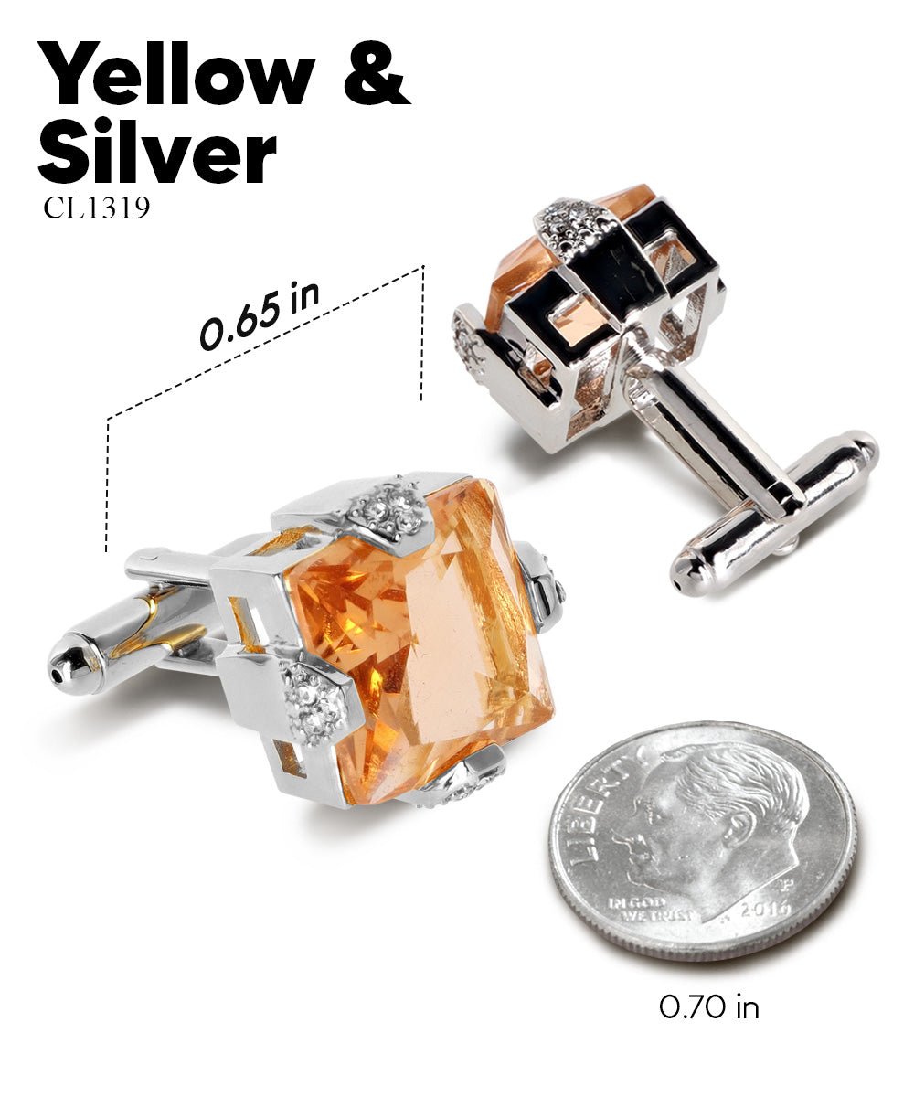 Bling Colorstone Cufflinks with Square Setting in a Box by Vittorio Vico (CL13XX) (cl - 1319) for Independent Retail Stores by Dubal Brothers