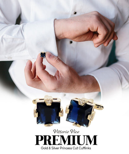 Bling Colorstone Cufflinks with Square Setting in a Box by Vittorio Vico (CL13XX) (cl - 1326) for Independent Retail Stores by Dubal Brothers