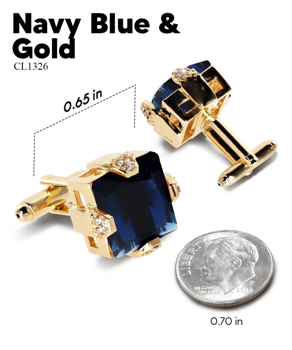 Bling Colorstone Cufflinks with Square Setting in a Box by Vittorio Vico (CL13XX) (cl - 1326) for Independent Retail Stores by Dubal Brothers