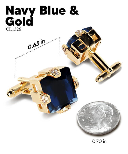 Bling Colorstone Cufflinks with Square Setting in a Box by Vittorio Vico (CL13XX) (cl - 1326) for Independent Retail Stores by Dubal Brothers
