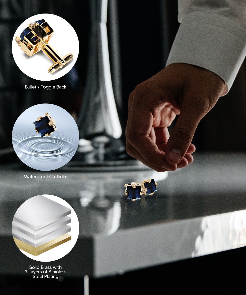 Bling Colorstone Cufflinks with Square Setting in a Box by Vittorio Vico (CL13XX) (cl - 1326) for Independent Retail Stores by Dubal Brothers