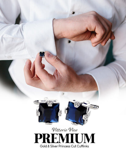 Bling Colorstone Cufflinks with Square Setting in a Box by Vittorio Vico (CL13XX) (cl - 1327) for Independent Retail Stores by Dubal Brothers