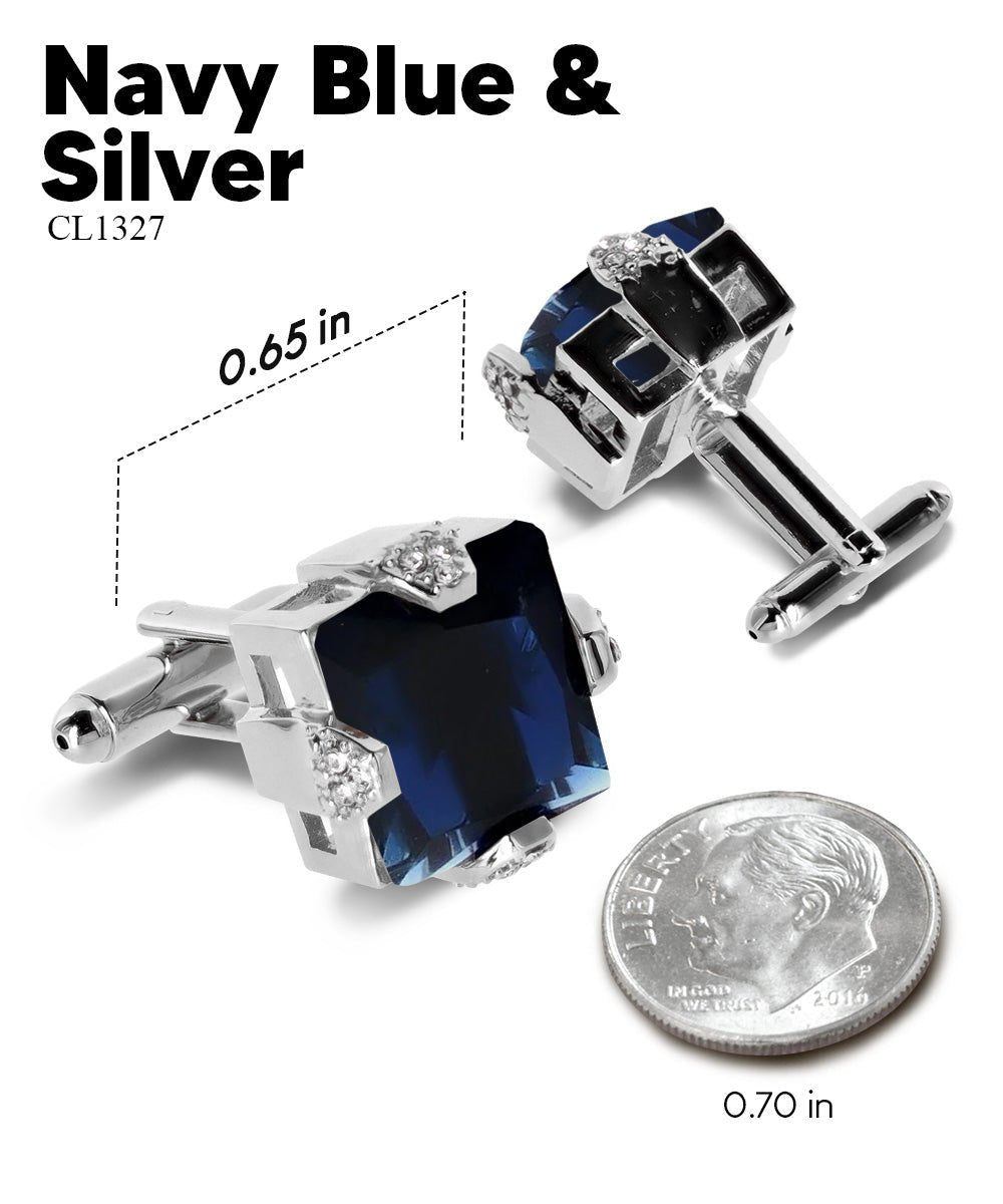 Bling Colorstone Cufflinks with Square Setting in a Box by Vittorio Vico (CL13XX) (cl - 1327) for Independent Retail Stores by Dubal Brothers