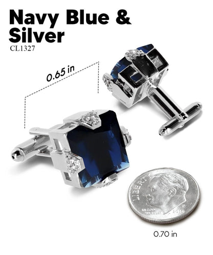 Bling Colorstone Cufflinks with Square Setting in a Box by Vittorio Vico (CL13XX) (cl - 1327) for Independent Retail Stores by Dubal Brothers