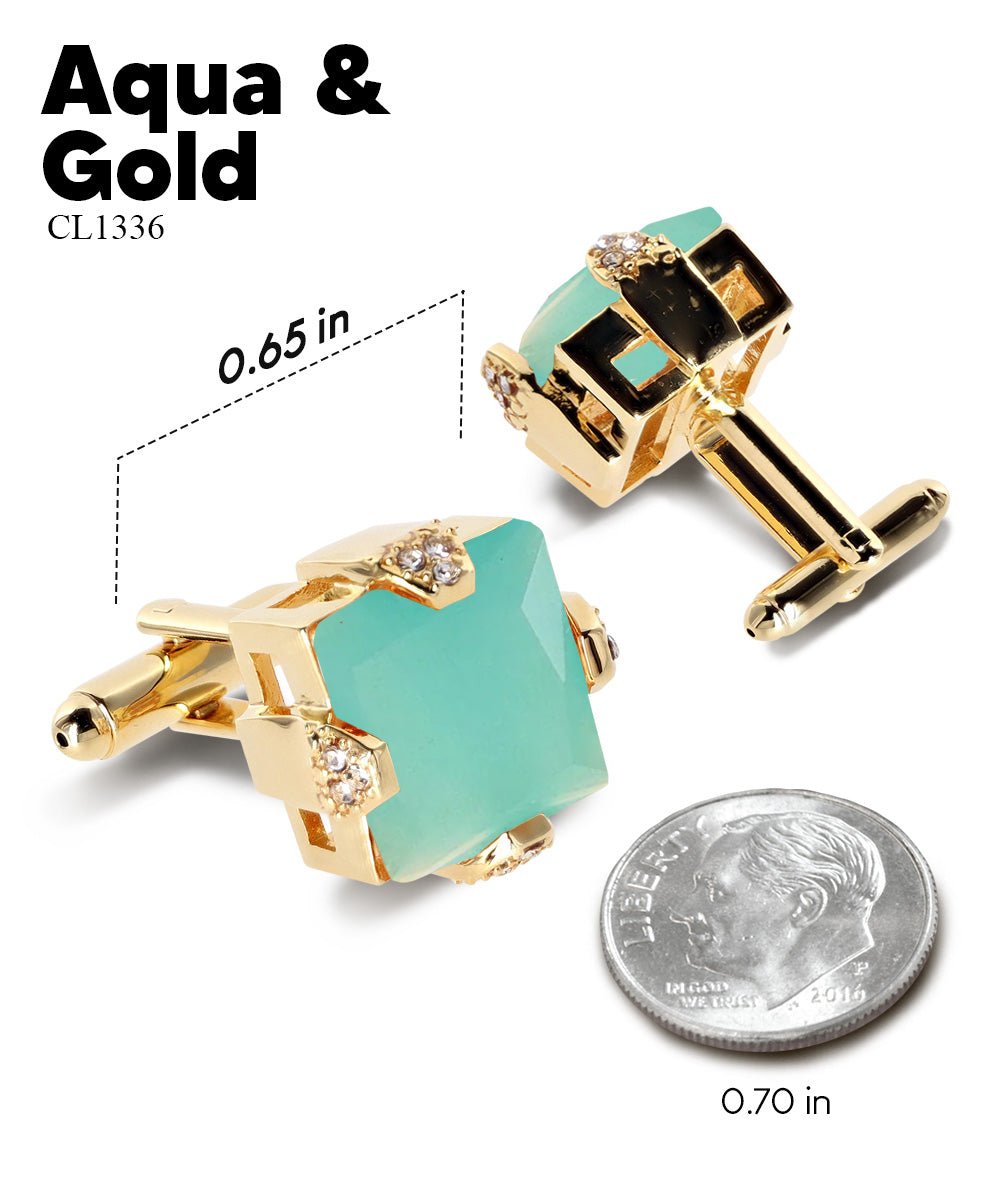 Bling Colorstone Cufflinks with Square Setting in a Box by Vittorio Vico (CL13XX) (cl - 1336) for Independent Retail Stores by Dubal Brothers