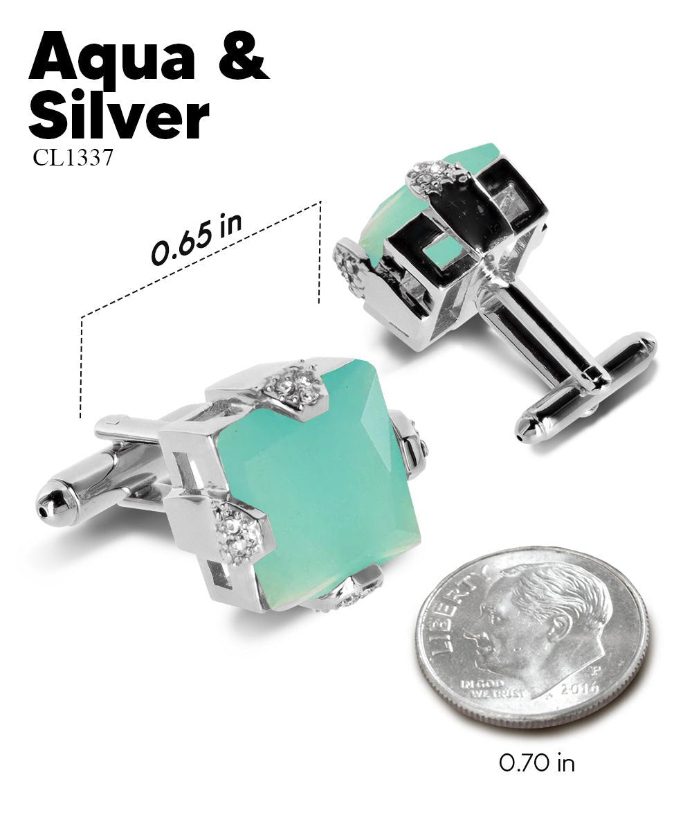 Bling Colorstone Cufflinks with Square Setting in a Box by Vittorio Vico (CL13XX) (cl - 1337) for Independent Retail Stores by Dubal Brothers