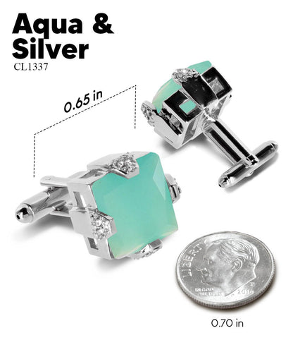 Bling Colorstone Cufflinks with Square Setting in a Box by Vittorio Vico (CL13XX) (cl - 1337) for Independent Retail Stores by Dubal Brothers