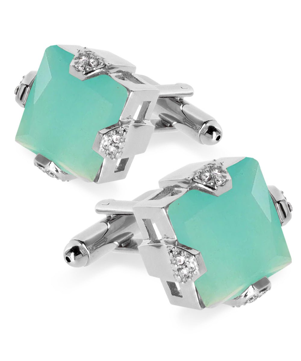 Bling Colorstone Cufflinks with Square Setting in a Box by Vittorio Vico (CL13XX) (cl - 1337) for Independent Retail Stores by Dubal Brothers