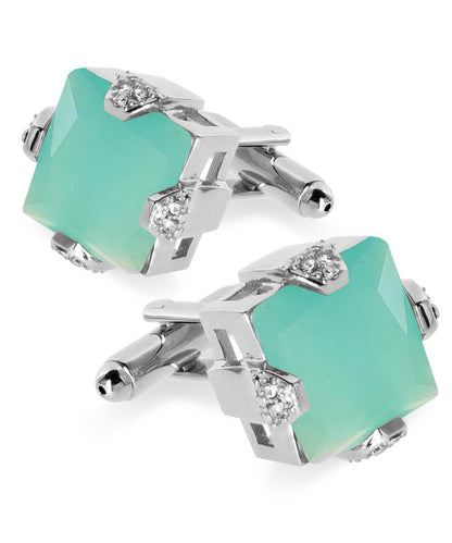 Bling Colorstone Cufflinks with Square Setting in a Box by Vittorio Vico (CL13XX) (cl - 1337) for Independent Retail Stores by Dubal Brothers