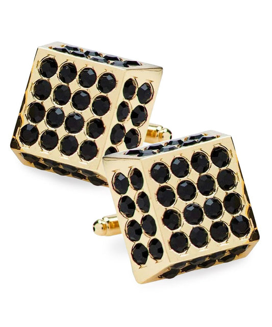 BLING Colorstone Cufflinks with Square Studded Crystal in a Box by Vittorio Vico (CL76XX) (CL - 7600) for Independent Retail Stores by Dubal Brothers