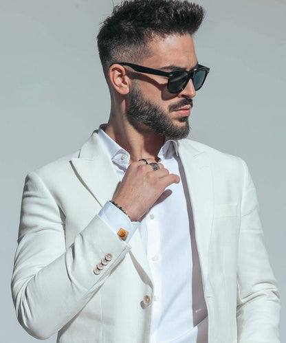 Bling Colorstone Cufflinks with Studded Flower Setting in a Box by Vittorio Vico (CL12XX) (CL - 1200) for Independent Retail Stores by Dubal Brothers