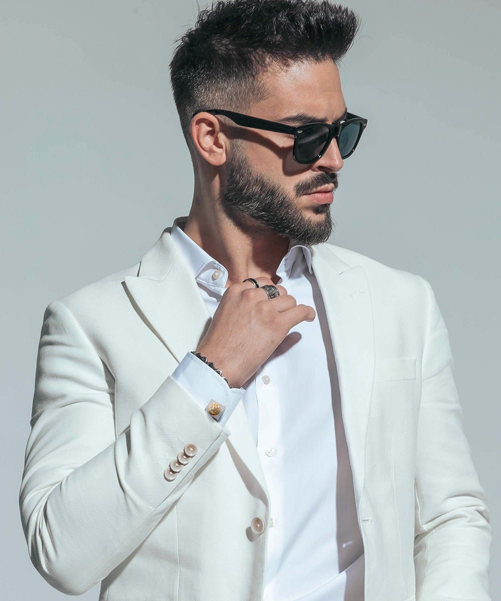 Bling Colorstone Cufflinks with Studded Flower Setting in a Box by Vittorio Vico (CL12XX) (CL - 1203) for Independent Retail Stores by Dubal Brothers