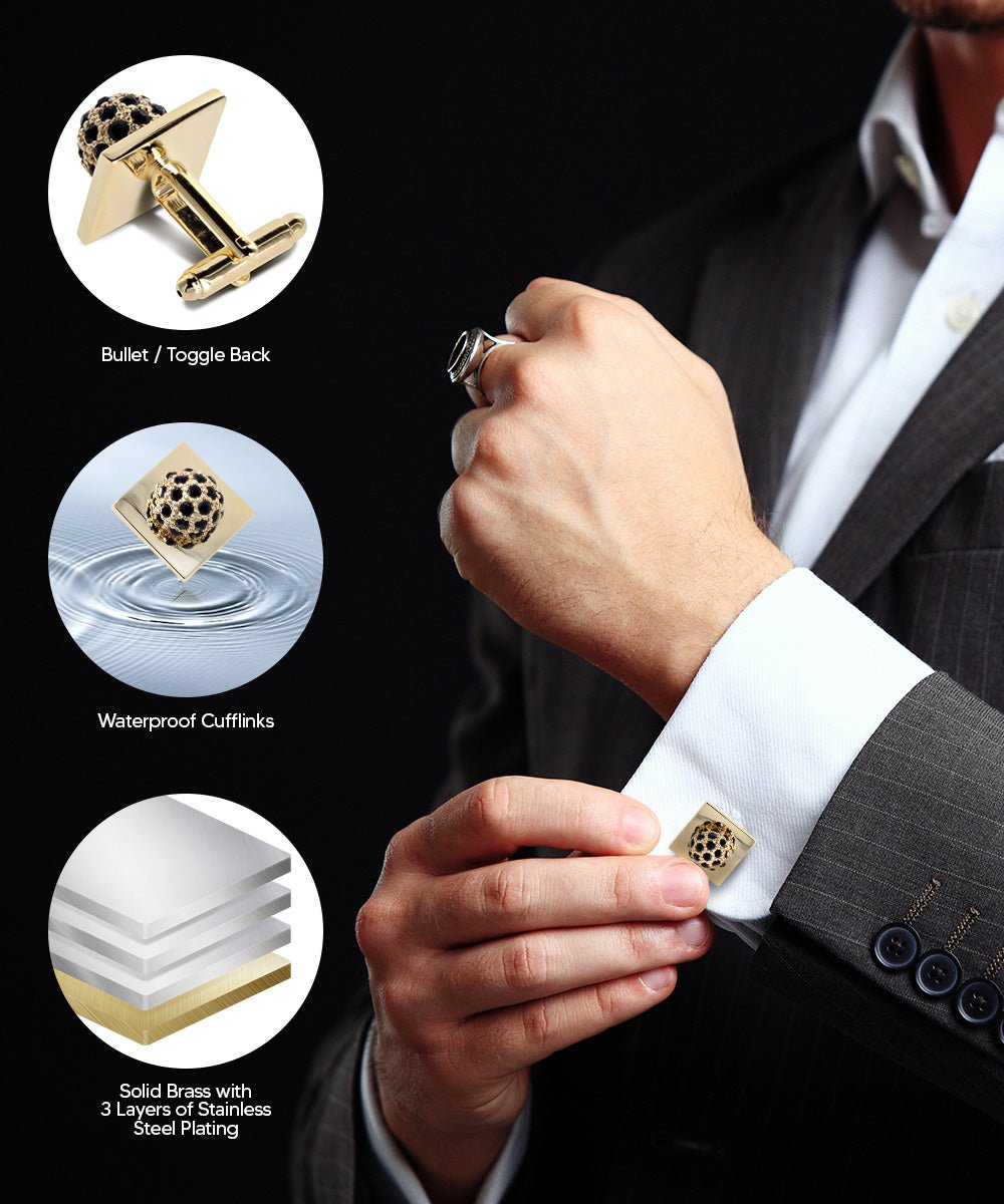 Bling Colorstone Cufflinks with Studded Flower Setting in a Box by Vittorio Vico (CL12XX) (CL - 1204) for Independent Retail Stores by Dubal Brothers