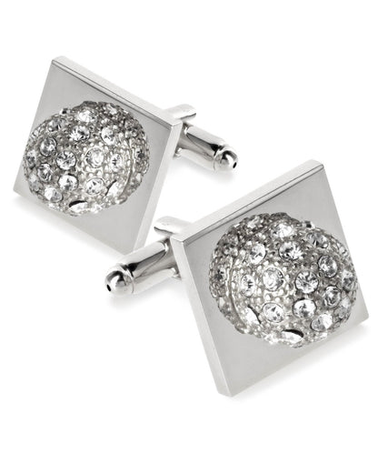 Bling Colorstone Cufflinks with Studded Flower Setting in a Box by Vittorio Vico (CL12XX) (CL - 1206) for Independent Retail Stores by Dubal Brothers