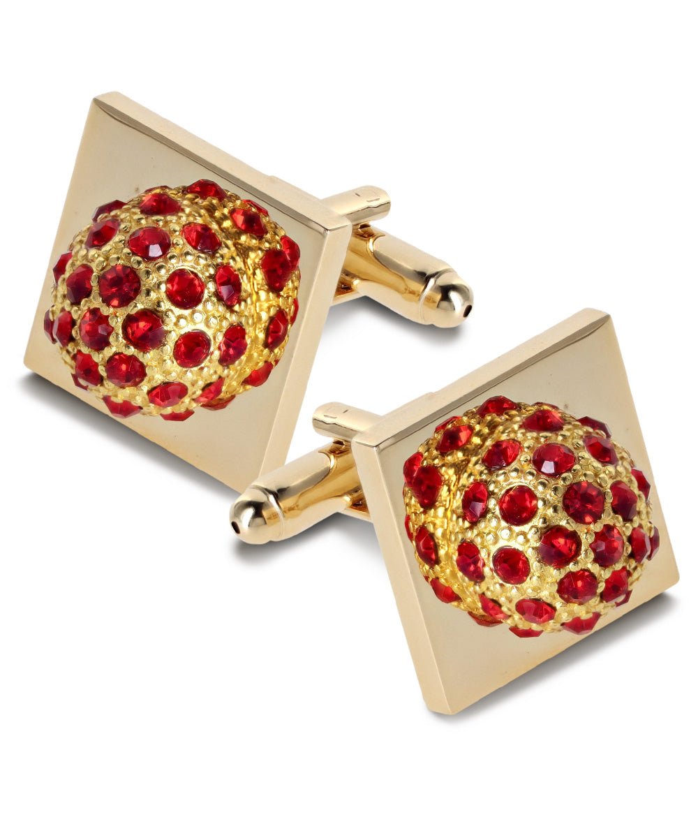 Bling Colorstone Cufflinks with Studded Flower Setting in a Box by Vittorio Vico (CL12XX) (CL - 1207) for Independent Retail Stores by Dubal Brothers