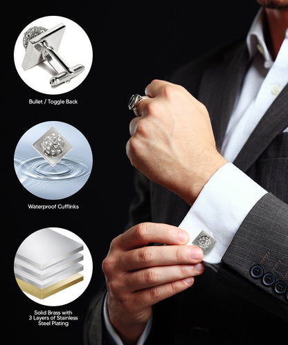 Bling Colorstone Cufflinks with Studded Flower Setting in a Box by Vittorio Vico (CL12XX) (CL - 1207) for Independent Retail Stores by Dubal Brothers